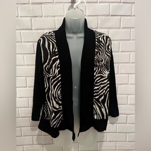 JONES NEW YORK Collection open black zebra-print cardigan /size S